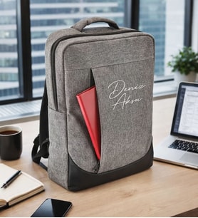 BK Gift Kişiye Özel İsimli Gri Sırt Çantası AB001 -7, Notebook ve Laptop Uyumlu Şık Sırt Çantası