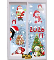 2026 Yılbaşı Stickerleri, Noel Baba, Geyik, Kardan Adam, Renkli Dekorasyon