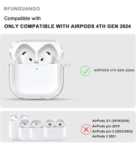 Soft Yumuşak Şeffaf Esnek Silikon Airpods ile uyumlu Kulaklık Kılıfı ve Karabina Anahtarlık (Şeffaf, Airpods 4)