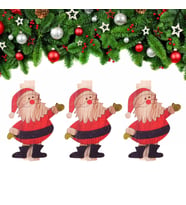 Yılbaşı Ahşap Desenli Noel Baba Dekoratif Mandal 6'lı