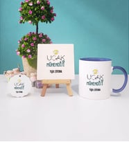 Uçak Mühendisi Kupa Bardak Lacivert Dekoratif Taş Baskı Anahtarlık (Model 1)