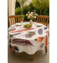Yuvarlak Tüy Desenli Duck Kumaş Masa Örtüsü 150x150 Cm (Çok Renkli)