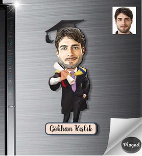 Kişiye Özel Mezuniyet Erkek Ahşap Magnet -3