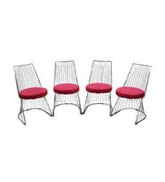 Masa 16609 TEL Sandalye Model Tk Metal Nikelaj Japon Ayak Temper Kırılmaz Manzar (Kırmızı-Gümüş)