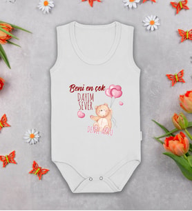 BK Kids Kişiye Özel İsimli Beyaz Askılı Sıfır Kol Bebek Body Zıbın-18, Yeni Doğan Bebek Hediyesi