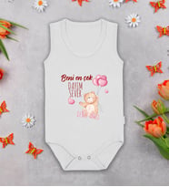 BK Kids Kişiye Özel İsimli Beyaz Askılı Sıfır Kol Bebek Body Zıbın-18, Yeni Doğan Bebek Hediyesi