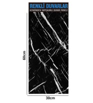 2 Adet 30x60 cm (0.36m2) Kendinden Yapışkanlı Duvar Ve Zemin Parkesi Siyah Mermer Desen (Karışık)