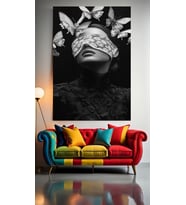 KELEBEK VE SİYAH BEYAZ SANAT Ev Duvar Salon Güzellik Salonu Ofis Dükkan Dekarasyon kanvvas tablo (Çok Renkli)