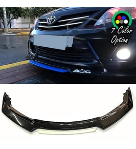 Toyota Corolla 2015 - 2017 Beyaz Renkli Şeritli Dilli Ön Lip 4 Prç Parlak Siyah ABS