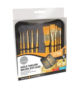 Daler Rowney Gold Taklon 10'lu Çantalı Fırça Seti 