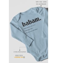 Babam Baskılı Bebek Zıbını – Çıtçıtlı Body 8 Renk  %100 Pamuk Uzun Kol (Bebek Mavisi)