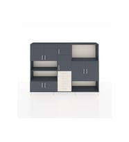 Arges Dolap 10 Raflı 4 Çekmeceli 8 Kapaklı 220x30x163 Antrasit-Antrasit/Aytaşı