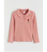 LCW Kids Pembe Bebe Yaka Çiçekli Kız Çocuk Tişört