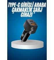 Araç İçi Hızlı Şarj Soketi 38W Oto Çakmaklık Type-C Araba Çakmaklık