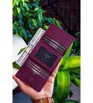 Garbalia Western % 100 Hakiki Deri Mıknatıs Kapaklı Cüzdan Bordo