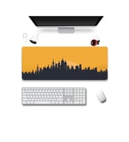 SonicTouch Şehir Silüeti Tema Sarı Siyah Gamer Oyuncu Dikişsiz Su Geçirmez Klavye Mouse Pad 32x70Cm
