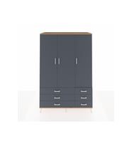 Kronos Dolap 5 Raflı 6 Çekmeceli Tek Askılı 132x59x195 Çam-Antrasit/Antrasit