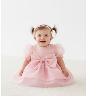Fiyonk Taşlı Kız Bebek Çocuk Abiye Elbise pembe 1601
