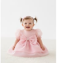 Fiyonk Taşlı Kız Bebek Çocuk Abiye Elbise pembe 1601