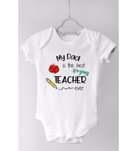 Unisex Öğretmen Babam Kısa Kol Çıtçıtlı Bebek Body Zıbın