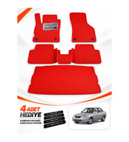 e-biz HYUNDAİ ACCENT ERA (2005-2011) Uyumlu EVA Oto Paspas Bagaj Paspası Dahil Kırmızı