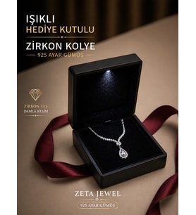 Zeta Jewel 925 Ayar Gümüş Damla Kolye Işıklı Hediye Kutulu Şık Tasarım