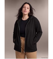 LCW Curve Siyah Büyük Beden Kadın Fermuarlı Sweatshirt