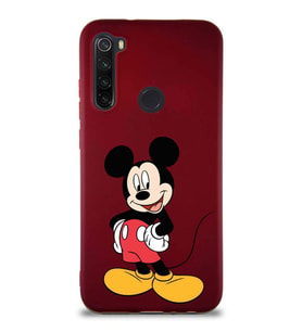 Xiaomi Redmi Note 8 Soft Premier Kapak Mickey Mouse-E Tasarımlı Silikon Kılıf - Mürdüm (Şeffaf)