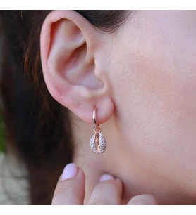 Deniz Kabuğu Zirkon Taşlı Rose Gold Kaplama Gümüş Küpe
