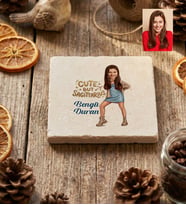 Kişiye Özel Karikatürlü Cute But Sagittarius Yay Burcu Bardak Altlığı Doğum Günü Hediyesi