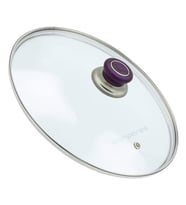 Tencere İle Uyumlu Sahan Tava Cam Kapağı Kapak 18 cm Mor Tutma Tepesi