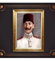 Altın Varaklı Çerçeveli Paspartulu Atatürk Tablo nl02A275 (Gold)