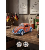 1:36 Metal Klasik Vosvos Çek Bırak Araba Kapıları Açılan Oyuncak 1967 Volkswagen Beetle - Turuncu