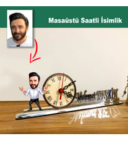 Karikatür Erkek  Model Masaüstü Saatli İsimlik MSİ49