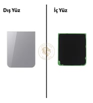 Samsung Galaxy Z Flip 5 Gri Renk Arka Kapak Arka Cam Batarya Kapağı Pil Kapağı Lazer Kesim Back Cover Galaxy Z Flip 5 Uyumlu