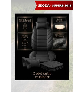 skoda superb 2013 Koltuk ve Kılıf uyumlu Yastık Siyah Minder Lüks 2 Minder 2 Yastık