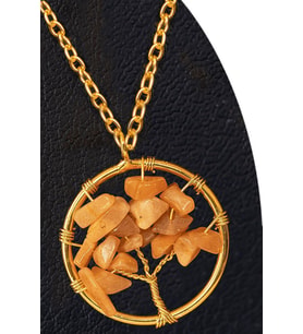 Sertifikalı Gold Güneş Taşı Hayat Ağacı Kolye - Altın Renkli (Çok Renkli)