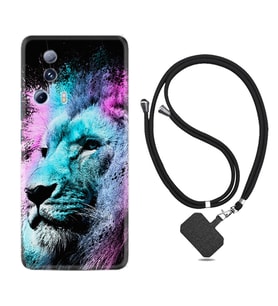 Xiaomi Mi 13 Lite Kılıf Silikon Boyun Askılı İpli Desenli Silikon Pink Blue Leon 1603