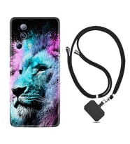 Xiaomi Mi 13 Lite Kılıf Silikon Boyun Askılı İpli Desenli Silikon Pink Blue Leon 1603