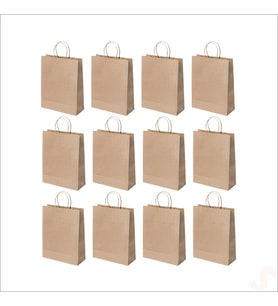 Büküm Saplı Kraft Çanta 32 x 26 x 12 cm, Natürel - 12 Adet (STD)