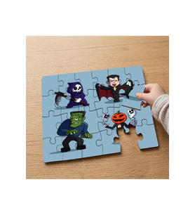 Cadılar Bayramı Karakterleri Tasarımlı 24 Parça Ahşap Çocuk Puzzle