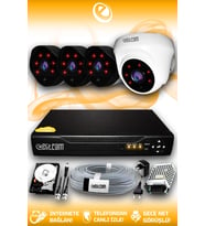 ELITCAM 4 Kameralı Uzay 1 İç Kamera Set 1 TB HDD Full HD Gece Görüşlü Güvenlik Kamerası Sistemi