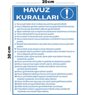 Metal Havuz Kuralları 20cm x 30cm A4 Büyüklüğünde Uyarı Levhası Yönlendirme Tabelası