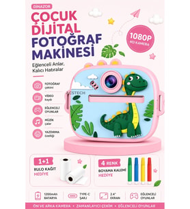 Fotoğraf Çıkaran Çocuk Dijital Fotoğraf Makinesi Dinazor Tasarımlı Term