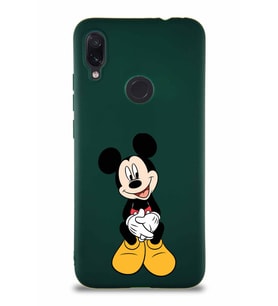 Xiaomi Redmi Note 7 Pro Soft Premier Kapak Mickey Mouse-A Tasarımlı Silikon Kılıf - Yeşil (Şeffaf)