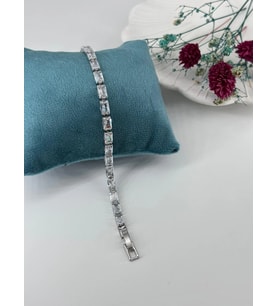 Rodyum Zirkon Taşlı Pirinç Zirkon Bileklikler 17+2 Cm - Kbl0295