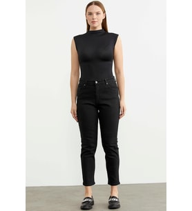 Likralı Fit Mom Jean - Siyah