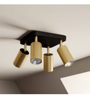 Rsylight Retro Siyah Eskitme Kare 180 Derece Hareketli Modern Spor 4 Lü Led Spot Avize Beyaz Ampullü