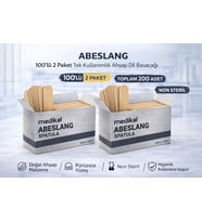 Abeslang 100'Lü 2 Paket Tek Kullanımlık Ahşap Dil Basacağı Non Steril Spatula Toplam 200 Adet