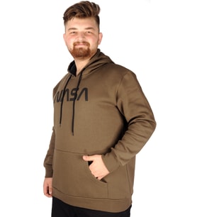 Mode XL Erkek Sweat Kapşon Nasa 21508 Haki